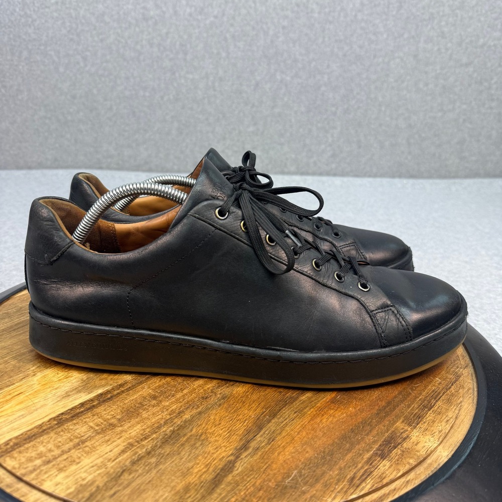 Allen Edmonds Barnes Black Leather Low Top Sneakers Mens 12 D Gum Sole